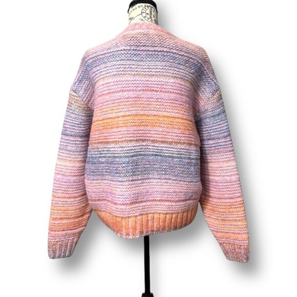 Vero Moda Pink Pastel Chunky Knit Sweater Striped Retro Y2K Preppy Womens Size M - Picture 10 of 10